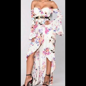 Fashion Nova Maxi Dress Ivory/Multi